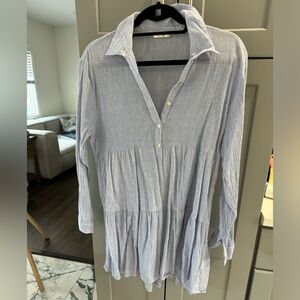 Lovestitch Light Blue Striped Tunic Top
